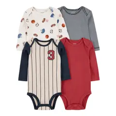 CARTER'S - Pack 4 Bodys Estampados Algodón Bebé Niño