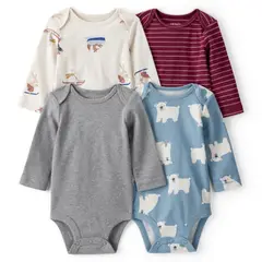 CARTER'S - Pack 4 Bodys Estampados Algodón Bebé Niño