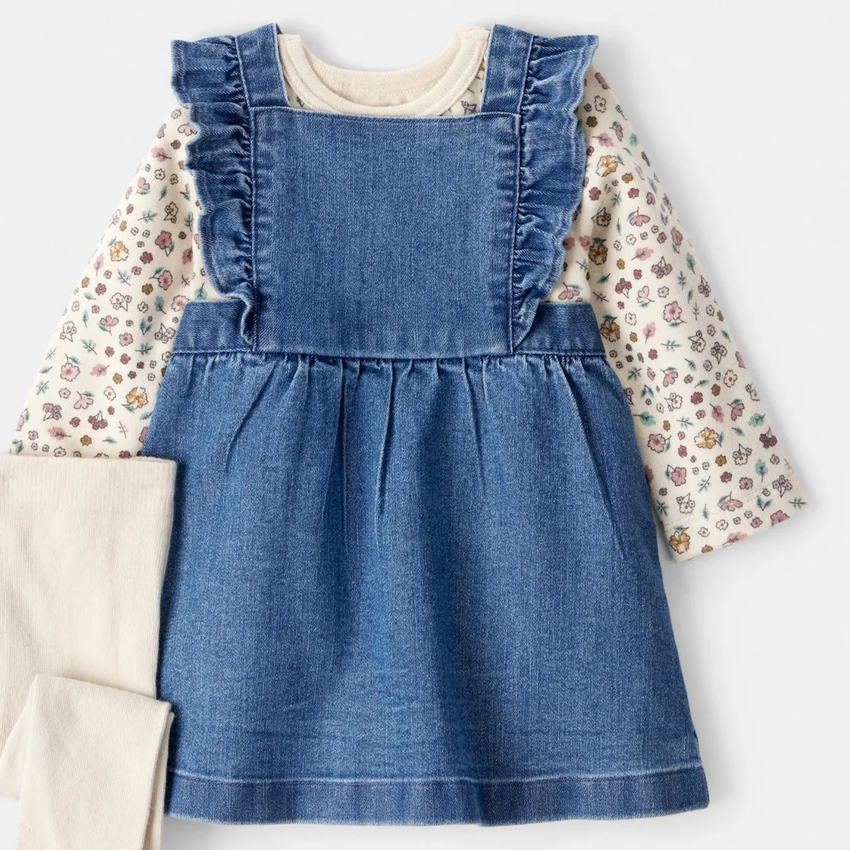 CARTER'S - Conjunto 3 Piezas Vestido, Polera Manga Larga y Pantys Bebé Niña Carter's