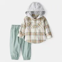 Conjunto 2 Piezas Chaqueta Con Gorro y Pantalón Bebé Niño