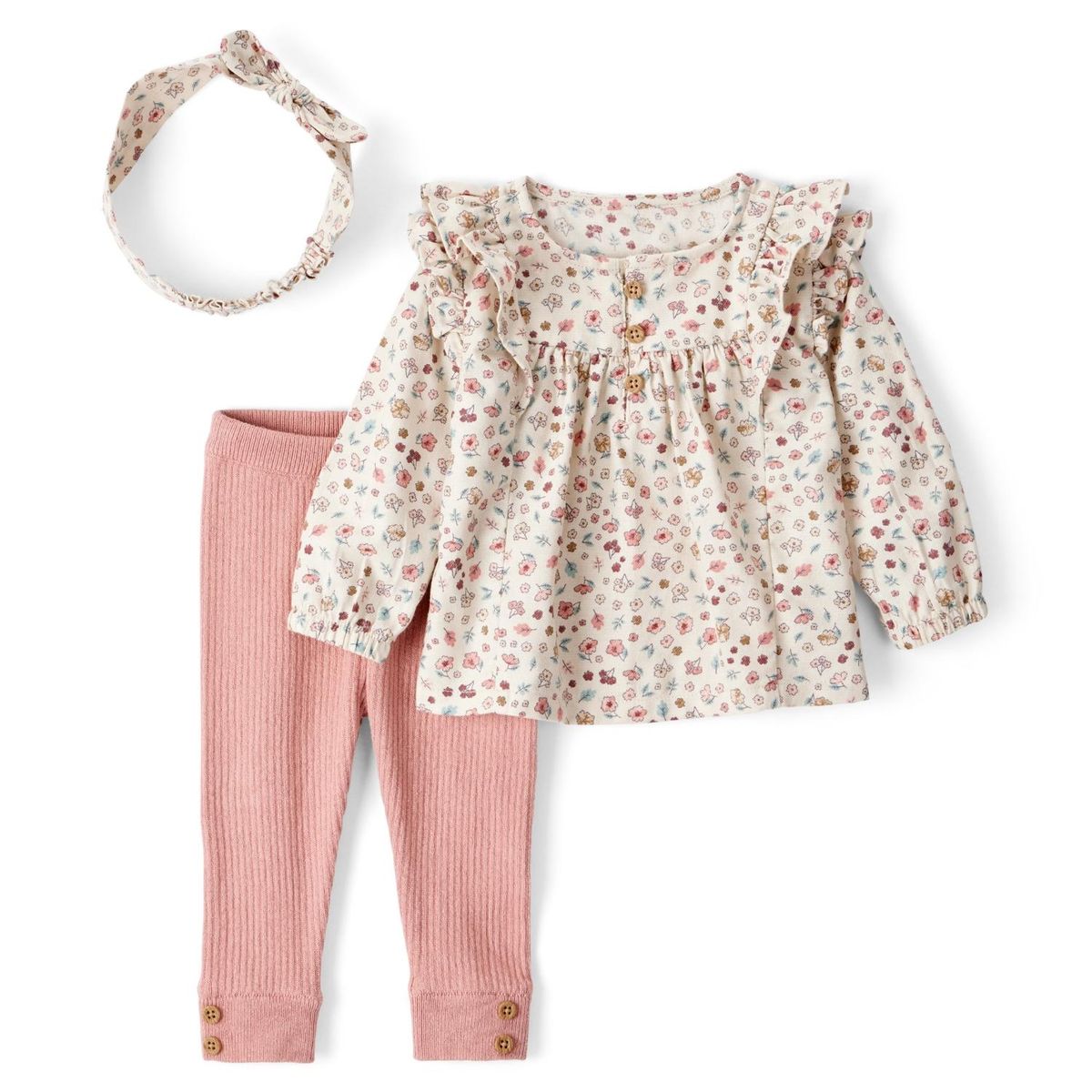 CARTER'S - Conjunto 3 Piezas Polera, Cintillo y Calza Estampada Bebé Niña Carter's