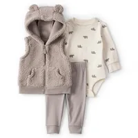 Conjunto 3 Piezas Polerón, Body y Pantalón Bebé Niño