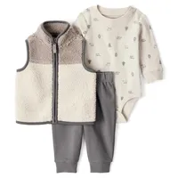 Conjunto 3 Piezas Chaqueta Sherpa, Pantalón y Body Bebé Niño