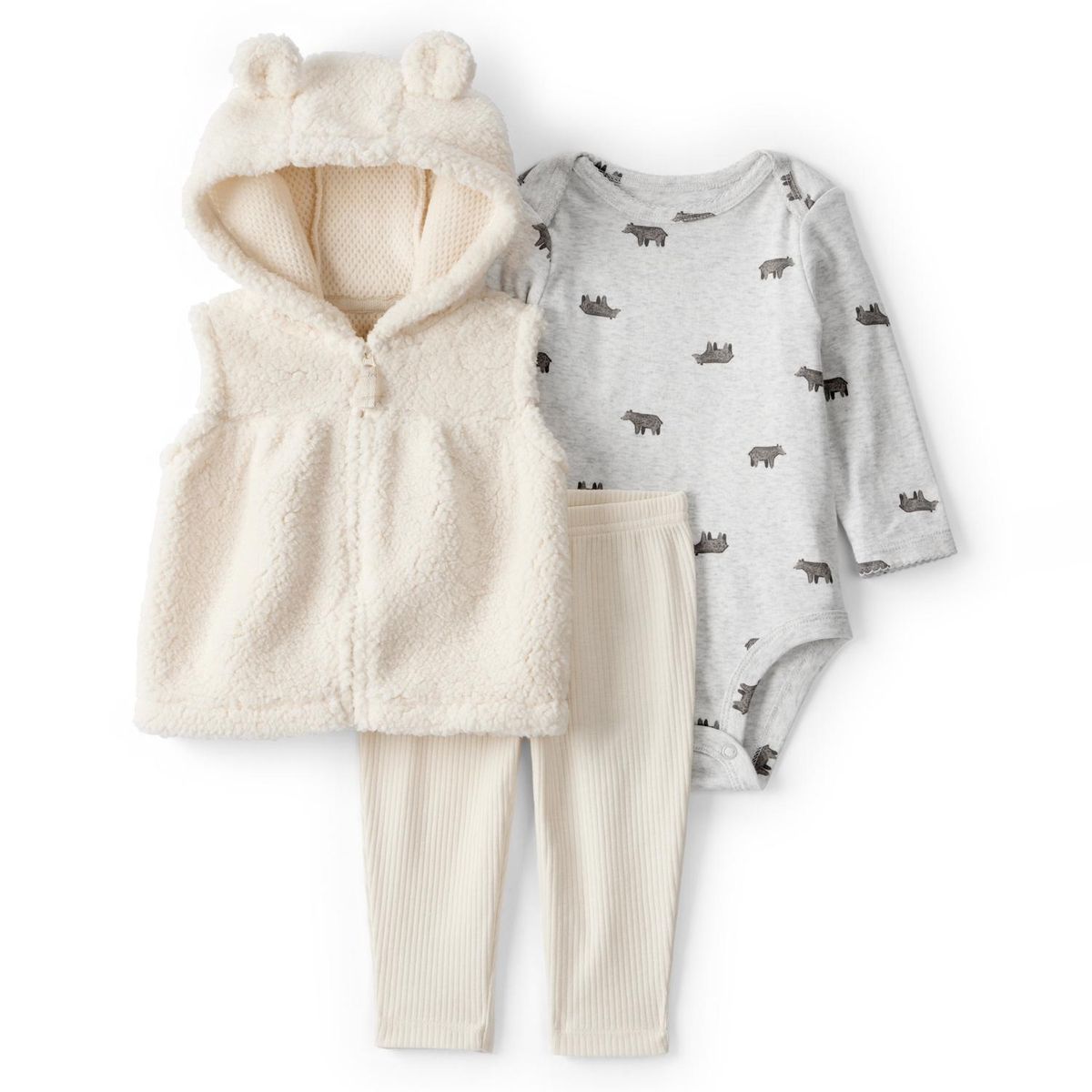 CARTER'S - Conjunto 3 Piezas Polerón Sherpa, Body y Calza Bebé Niña Carter's
