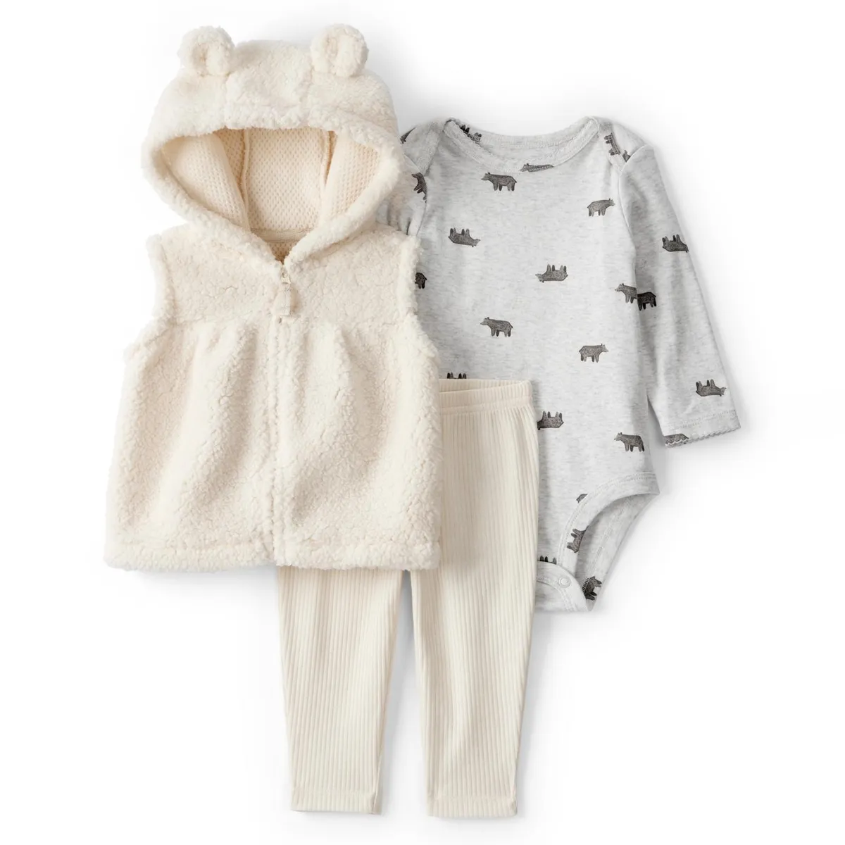 CARTER'S - Conjunto 3 Piezas Polerón Sherpa, Body y Calza Bebé Niña Carter's