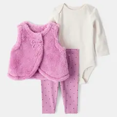 CARTER'S - Conjunto 3 Piezas Polerón Sherpa, Body y Calza Bebé Niña