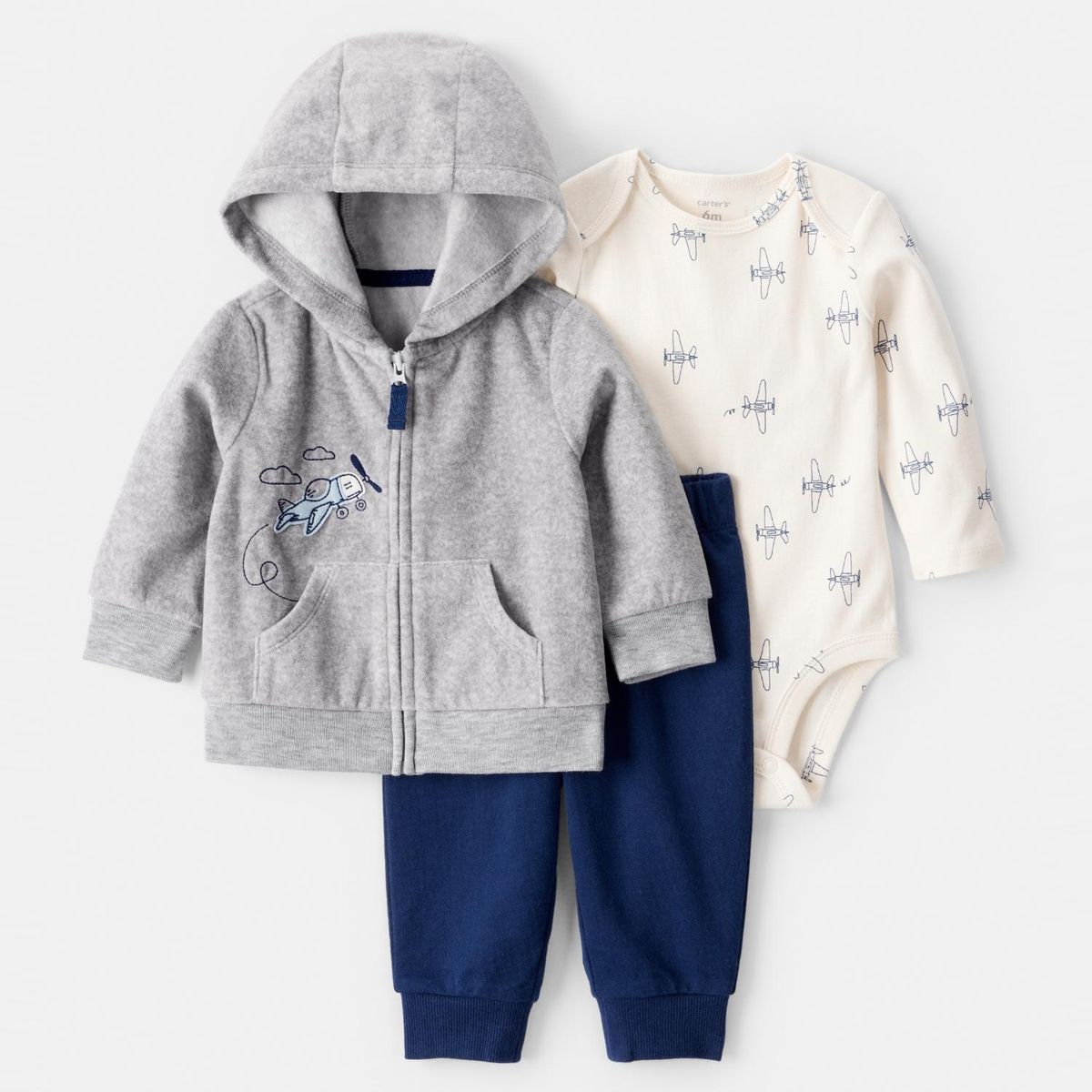 CARTER'S - Conjunto 3 piezas Poleron, Pantalon y Body Bebé Niño Carter's