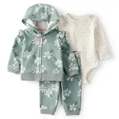 CARTER'S - Conjunto 3 Piezas Polerón, Pantalón y Body Estampado Bebé Niña