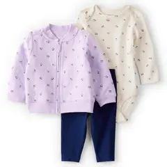 CARTER'S - Conjunto 3 Piezas Chaqueta, Calza y Body Bebé Niña