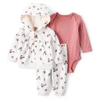 Conjunto 3 piezas Poleron, Pantalon y Body Bebé Niña