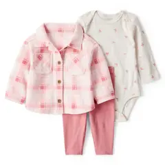 CARTER'S - Conjunto 3 Piezas Chaqueta, Calza y Body Estampado Bebé Niña