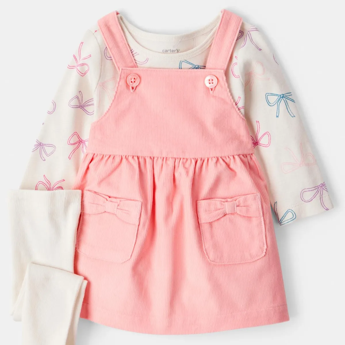 CARTER'S - Conjunto 3 Piezas Vestido, Polera Manga Larga y Pantys Bebé Niña Carter's