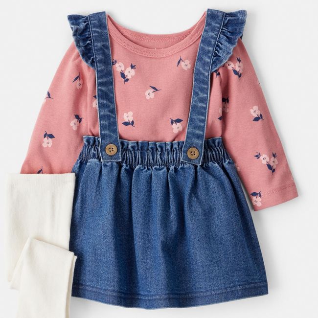 CARTER'S - Conjunto 3 Piezas Vestido, Polera Manga Larga y Pantys Bebé Niña Carter's