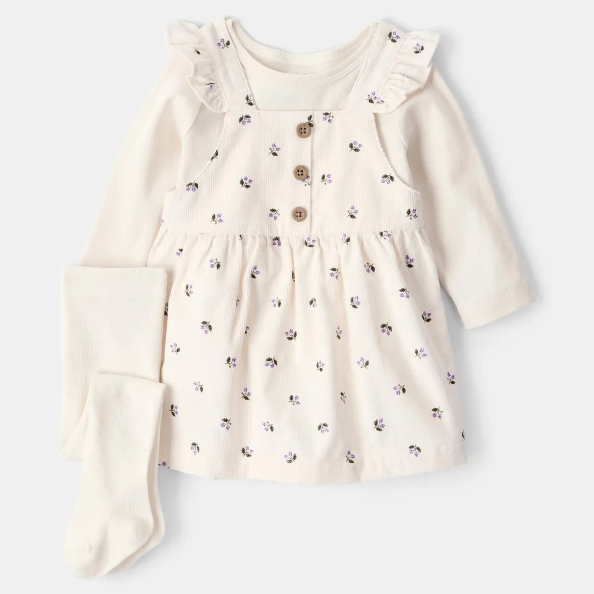 CARTER'S - Conjunto 3 Piezas Vestido, Polera Manga Larga y Pantys Bebé Niña Carter's