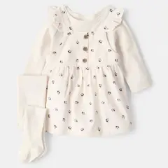 CARTER'S - Conjunto 3 Piezas Vestido, Polera Manga Larga y Pantys Bebé Niña