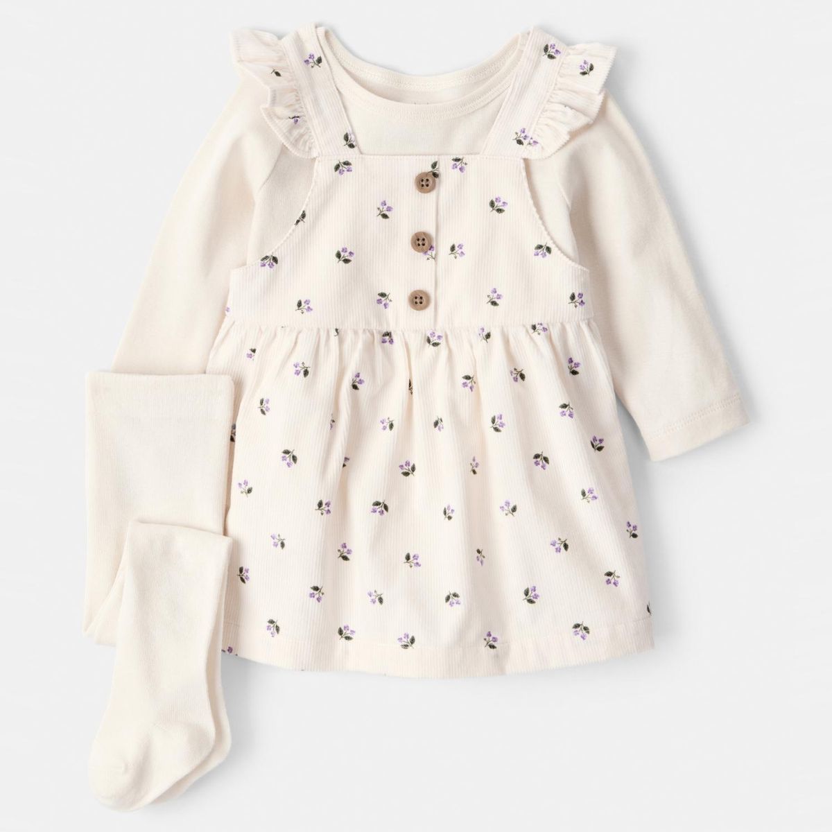 CARTER'S - Conjunto 3 Piezas Vestido, Polera Manga Larga y Pantys Bebé Niña Carter's