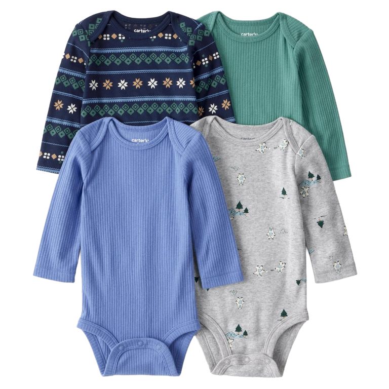 Pack 4 Bodys Estampados Algodón Bebé Niño