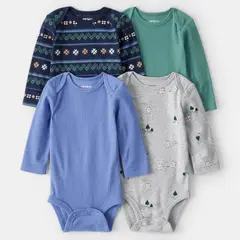 CARTER'S - Pack 4 Bodys Estampados Algodón Bebé Niño