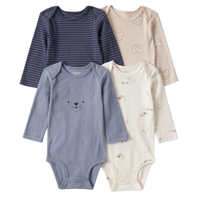 Pack 4 Bodys Estampados Algodón Bebé Niño