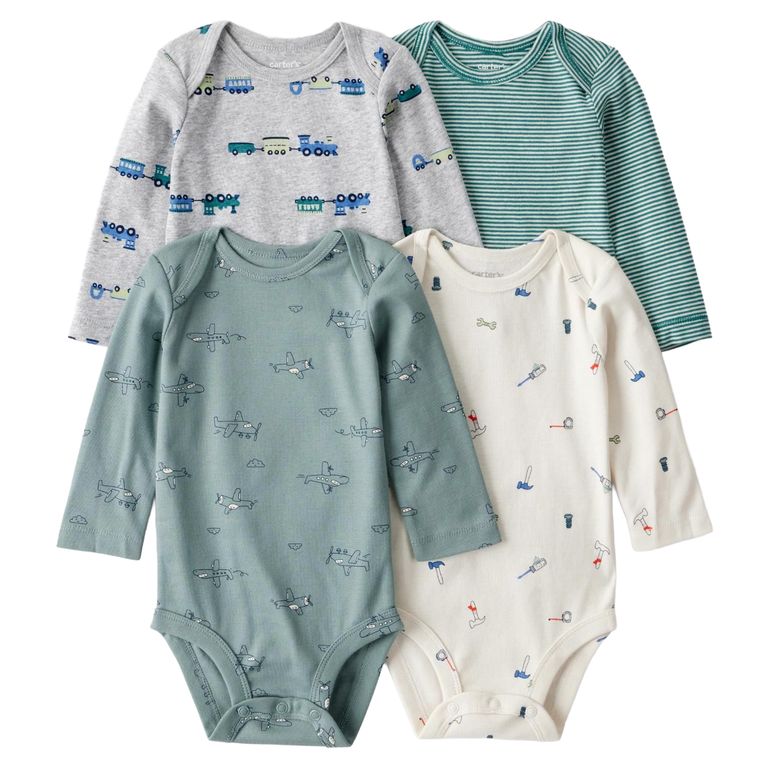 Pack 4 Bodys Estampados Algodón Bebé Niño