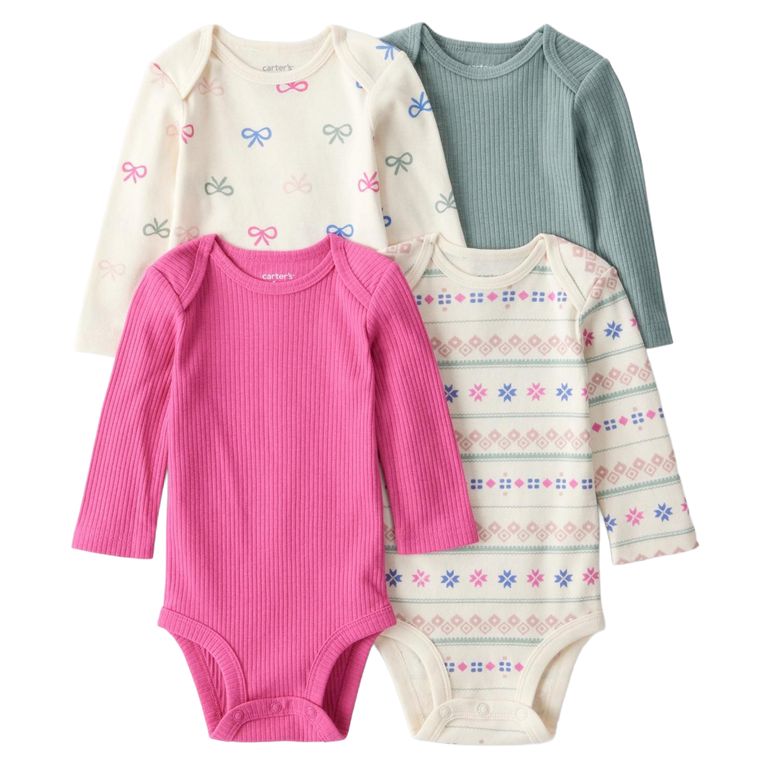 Pack 4 Bodys Estampados Algodón Bebé Niña