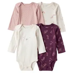 CARTER'S - Pack 4 Bodys Estampados Algodón Bebé Niña