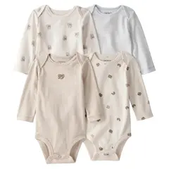 CARTER'S - Pack 4 Bodys Estampados Algodón Bebé Unisex