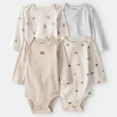 CARTER'S - Pack 4 Bodys Estampados Algodón Bebé Unisex