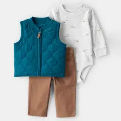 CARTER'S - Conjunto 3 piezas Polerón, Pantalón y Body Bebé Niño
