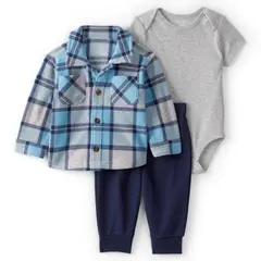 CARTER'S - Conjunto 3 piezas Sobrecamisa, Pantalón y Body Bebé Niño