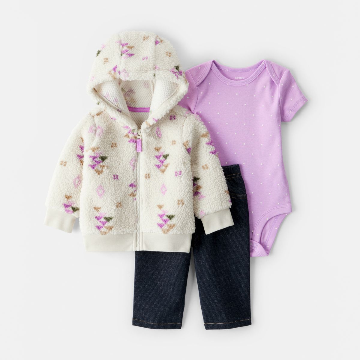 CARTER'S - Conjunto 3 piezas Polerón, Pantalón y Body Bebé Niña Carter's