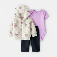 CARTER'S - Conjunto 3 piezas Polerón, Pantalón y Body Bebé Niña
