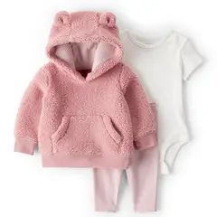 CARTER'S - Conjunto 3 Piezas Polerón, Calza y Body Bebé Niña
