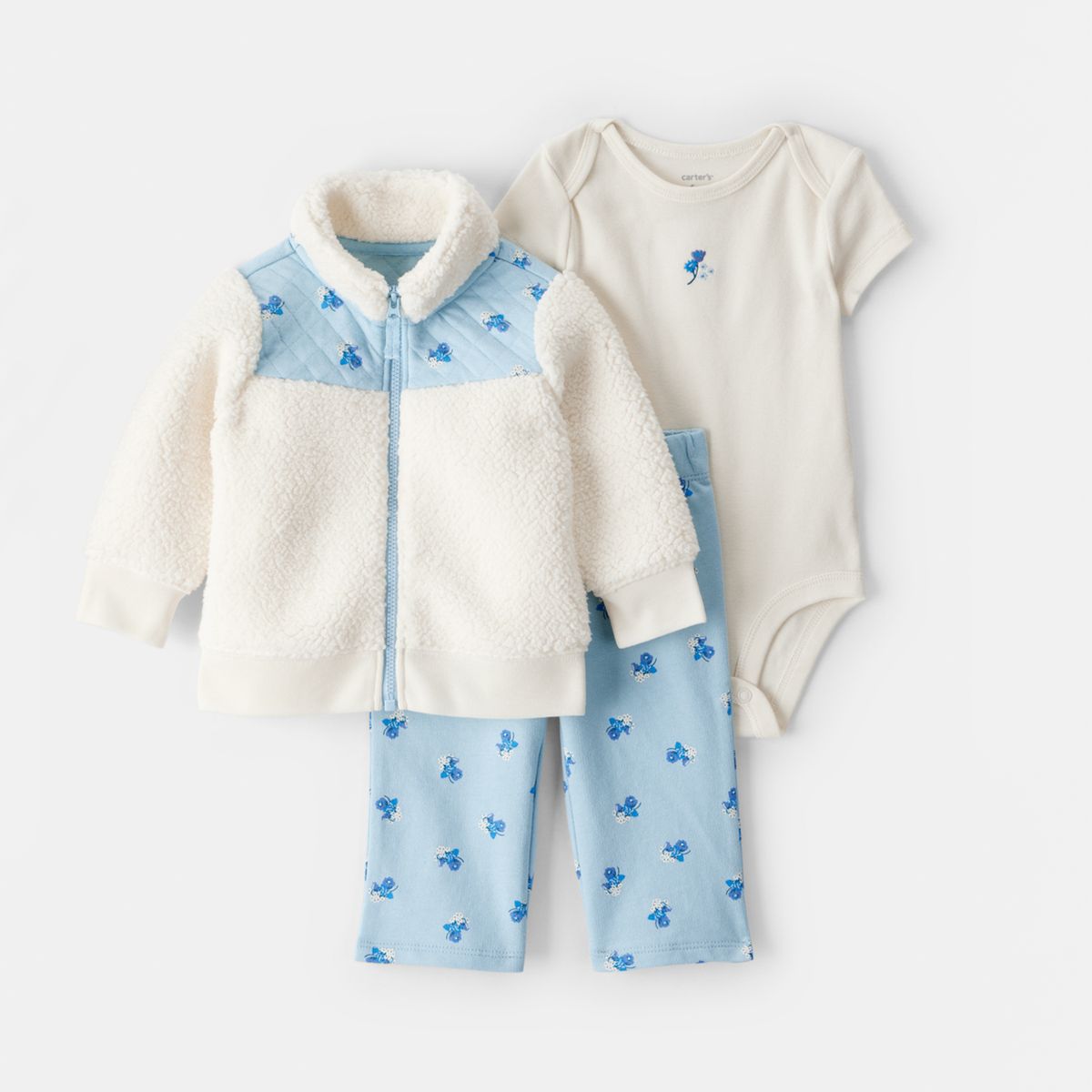 CARTER'S - Conjunto 3 Piezas Polerón, Calza y Body Bebé Niña Carter's