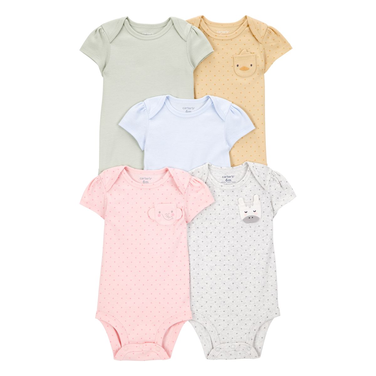 CARTER'S - Pack De Bodys Algodón 5 Unidades Bebé Niña Carter's
