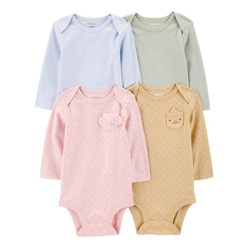 CARTER'S - Pack De Bodys Algodón 4 Unidades Bebé Niña Carter's