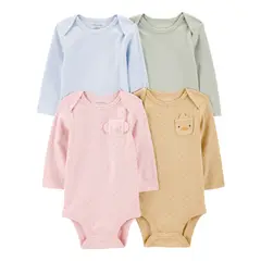 CARTER'S - Pack De Bodys Algodón 4 Unidades Bebé Niña