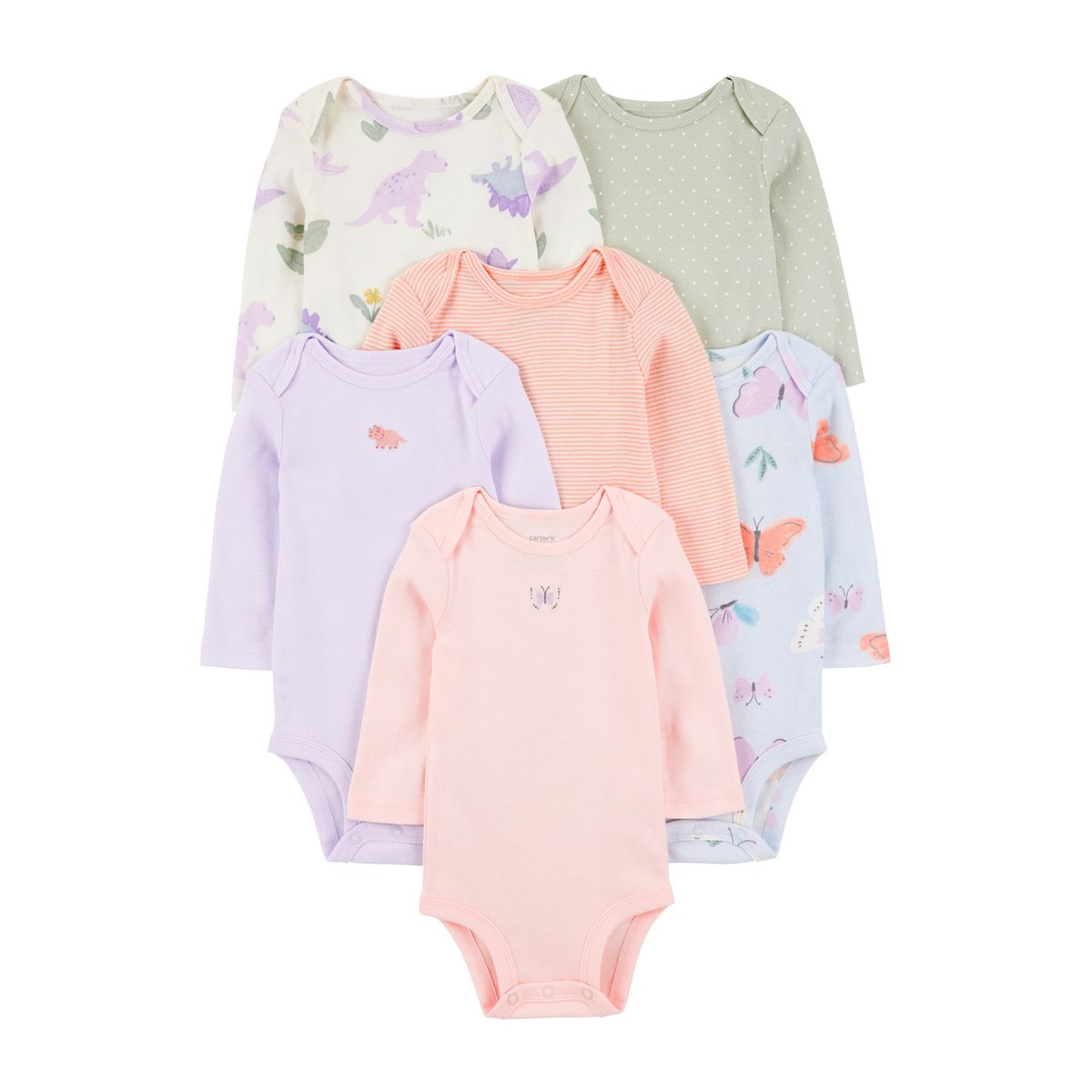 CARTER'S - Pack De Bodys Algodón 6 Unidades Bebé Niña Carter's