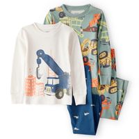 Pijama 4 Piezas Estampado Construcción Algodón Niño