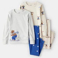 Pijama 4 Piezas Estampado Algodón Niño