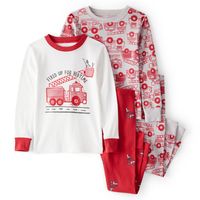 Pijama 4 Piezas Estampado Bomberos Algodón Niño