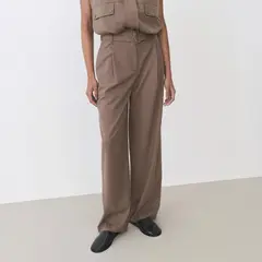 MANGO - Pantalón Recto Cinturón Mujer