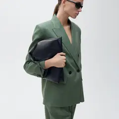 MANGO - Blazer Traje Lino Mujer