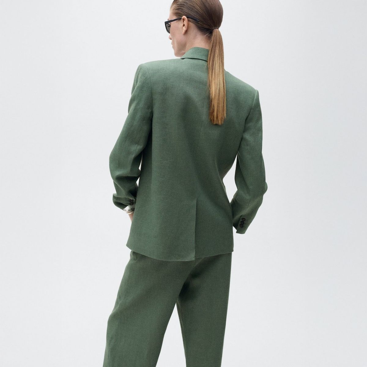 MANGO - Blazer Traje Lino Mujer Mango