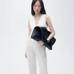 MANGO - Pantalón Traje Lino Mujer