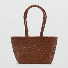 MANGO - Bolso Mediano Piel Trenzado Mujer