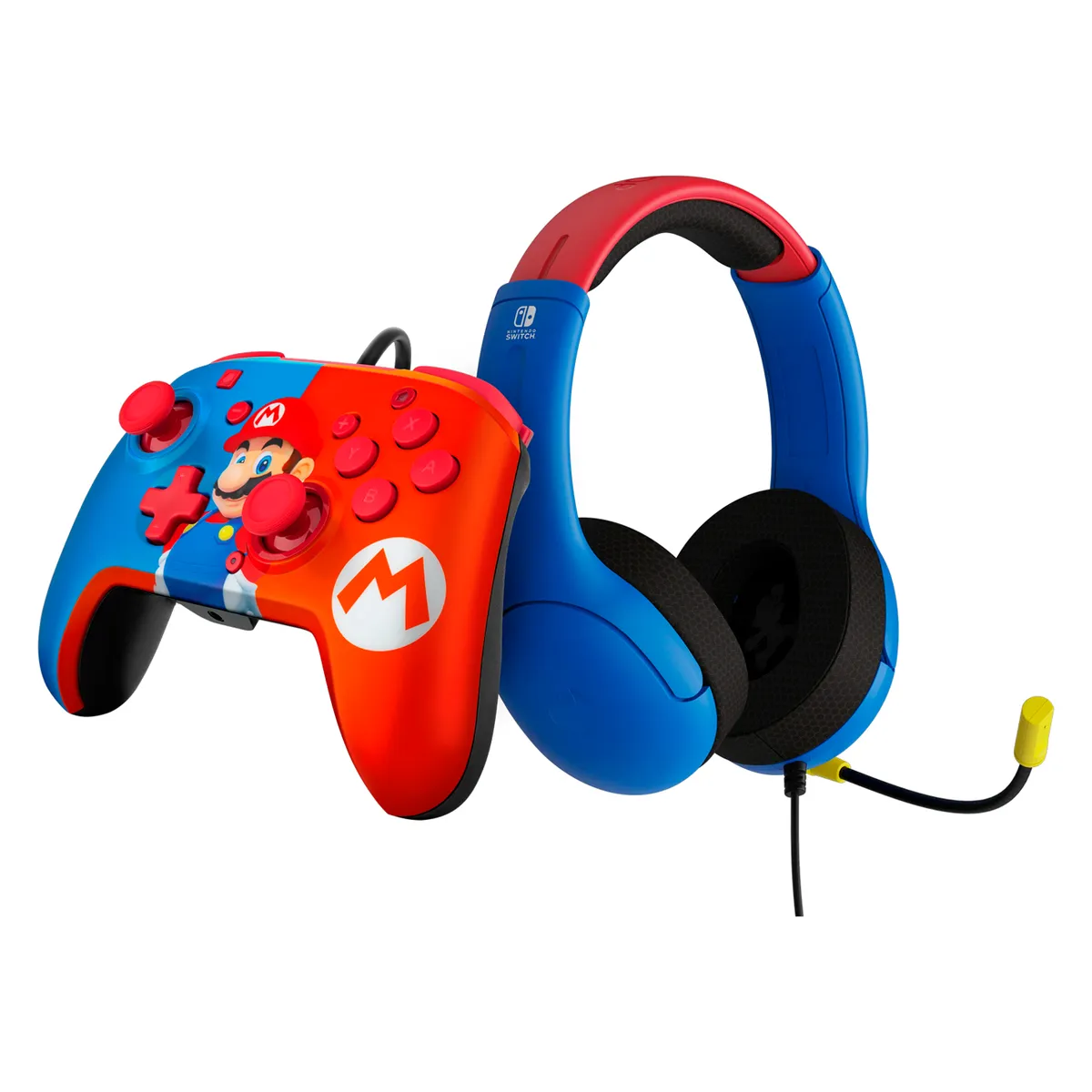PDP - Paquete Auriculares Con Micrófono + Mando Rematch Mario para Switch PDP