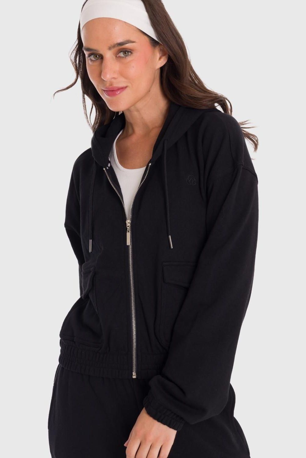 BSOUL - Polerón Hoodie Zip Cargo Mujer Bsoul