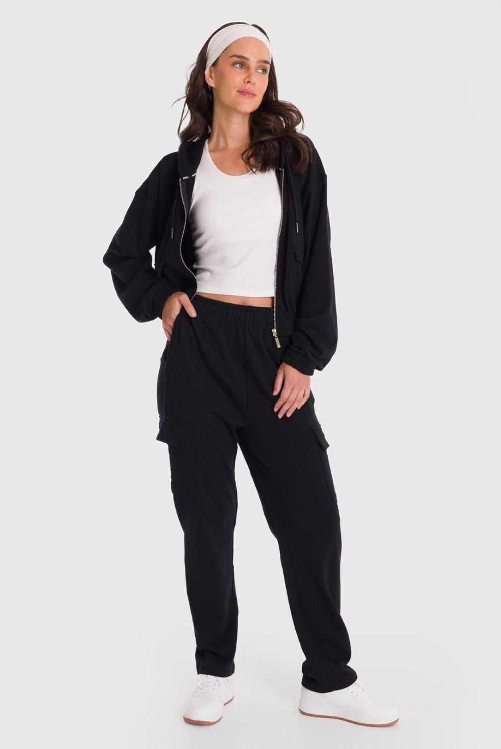 BSOUL - Polerón Hoodie Zip Cargo Mujer Bsoul