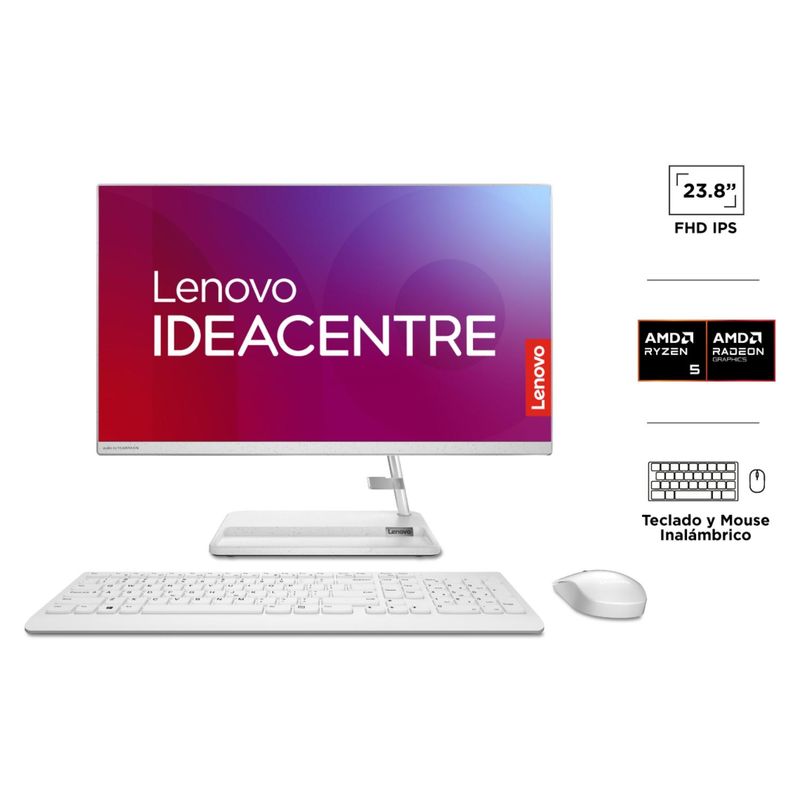 LENOVO - All in One AMD Ryzen 5 7430U 8GB RAM 512GB SSD 24" FHD IPS Lenovo